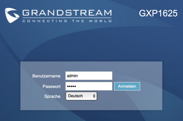 screenshot Grandstream login