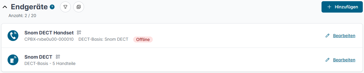 screenshot Endgeräte