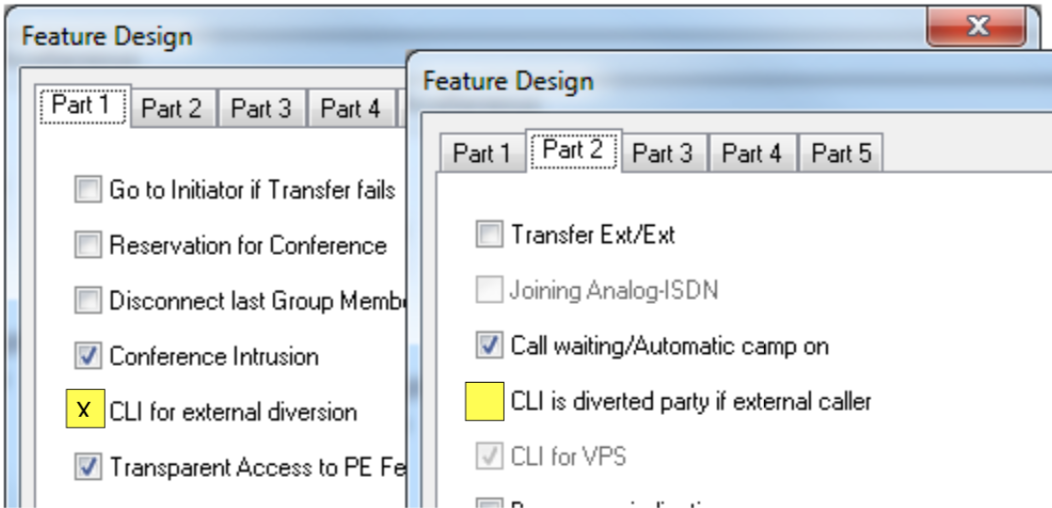 ALE OXO CLI für externe Rufumleitung Feature Design Screenshot