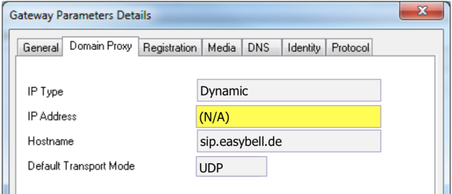 ALE OXO Gateway Domain Proxy Details IP Address Screenshot