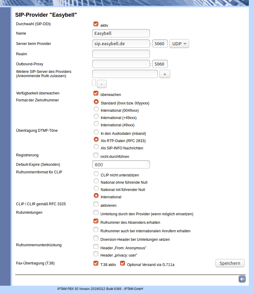 I P T A M P B X Konfiguration 02 S I P Provider Einrichten