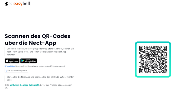 screenshot Nect-App QR-code