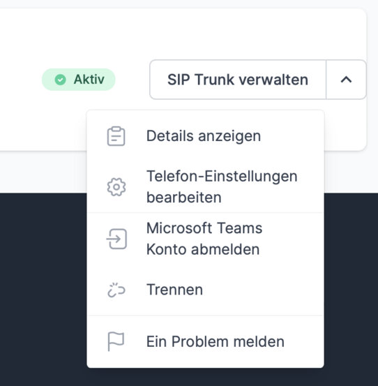 screenshot SIP Trunk verwalten