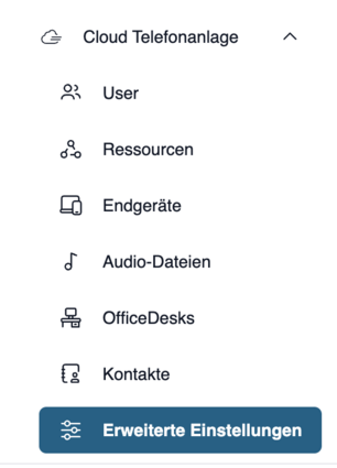 Erweiterte Funktionen Screenshot der erweiterten Einstellungen