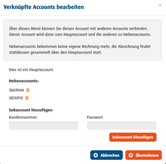 Screenshot: Einrichtung von Sammelrechnungen