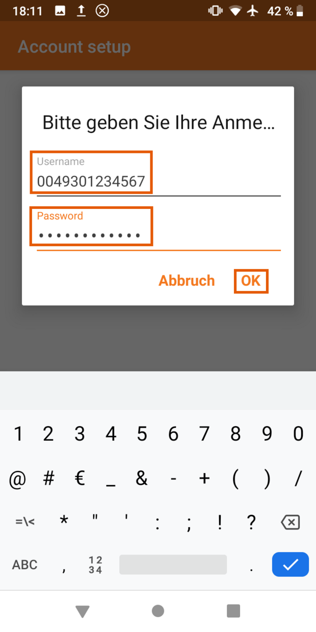 Zoiper App Android Abmeldedaten Eingeben