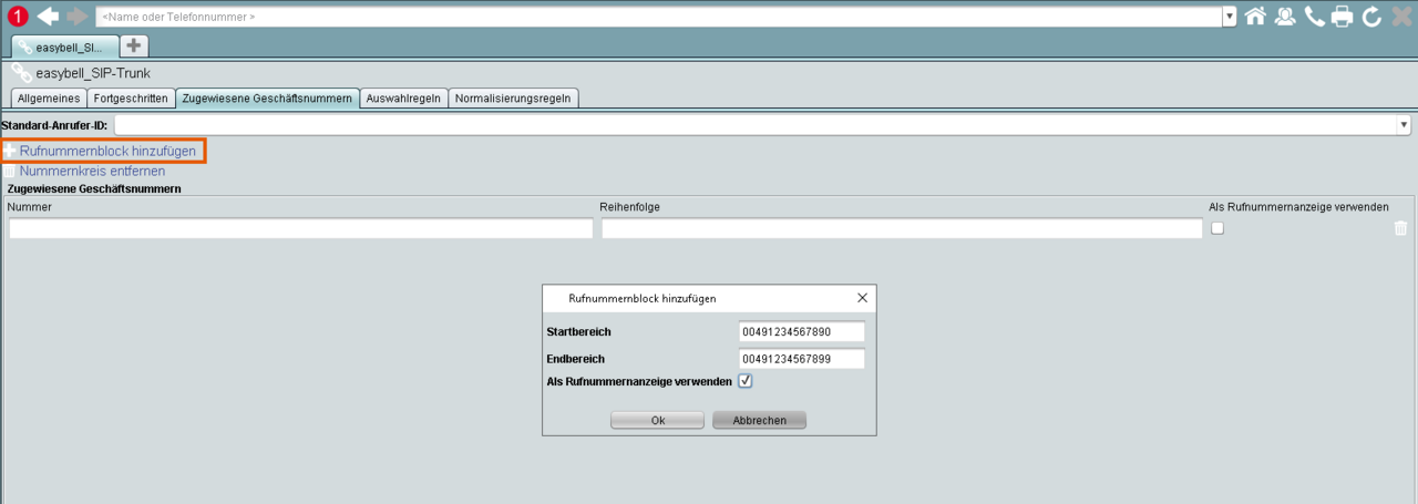 screenshot Rufnummernblock hinzufügen