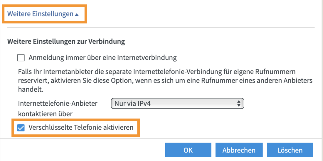 FRITZ!Box 7.20 Verschlüsselung aktivieren Screenshot Verschlüsselung aktivieren