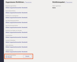 Screenshot MS Teams Übersicht der Richtlinien