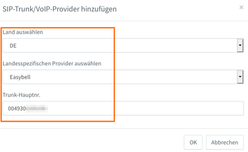 3cx SIP-Trunk/VoIP-Provider hinzufuegen Screenshot