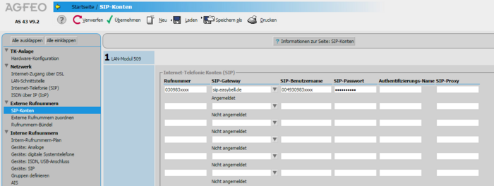 AGFEO Konfigurationsanleitung SIP Konten