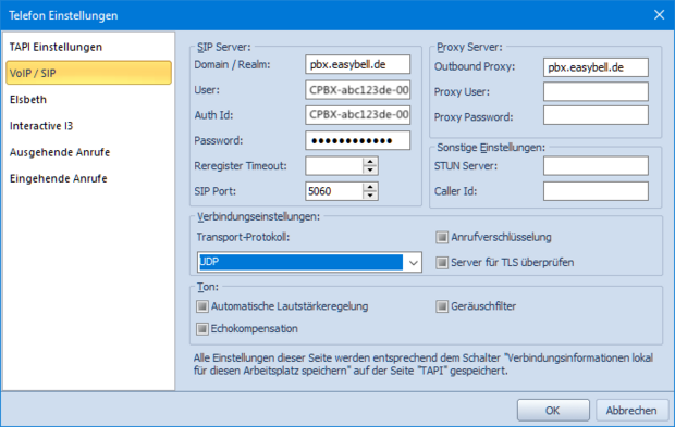 screenshot ViIP/SIP