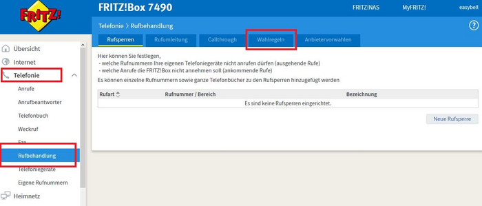 F R I T Z Box Konfig Fuer Bestimmte Gespraechsziele 1