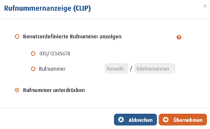 screenshot Rufnummernanzeige (CLIP)